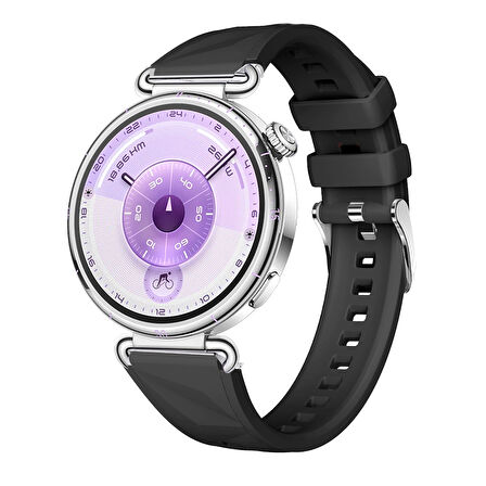 Sneezy Huawei Watch GT6 41mm İle Uyumlu Prism Metal Tokalı Soft Yumuşak Silikon Kordon