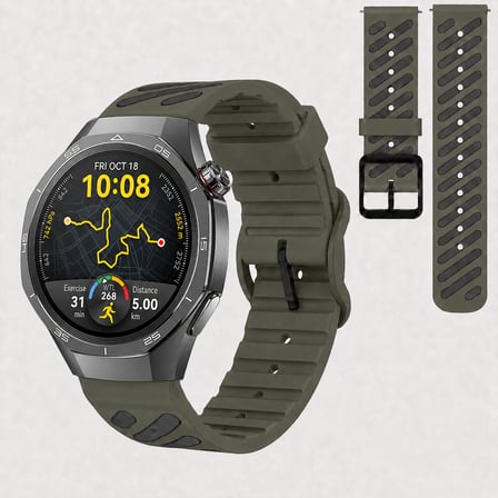 Huawei Watch GT 5 Pro 46 mm Uyumlu Çift Renkli Delikli Silikon Spor Kordon
