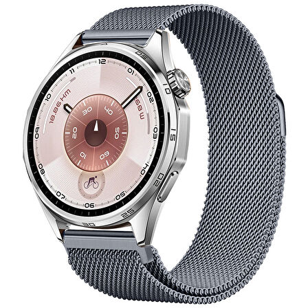 Huawei Watch GT6 46mm Uyumlu Manyetik Milanese Loop Metal Kordon 