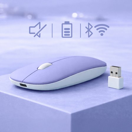 Tüm Cihazlara Uyumlu Bluetooth Mouse Şarjlı Batarya USB Dongle ve Şarj Kablosu Dahil