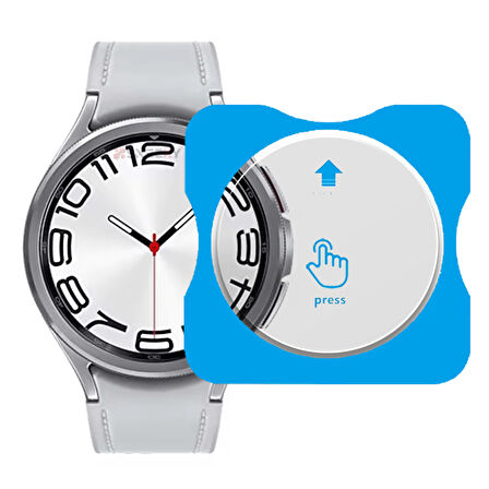 Samsung Watch 6 47mm Uyumlu Kolay Takılabilir Takma Aparatlı Temperli Cam Ekran Koruyucu 