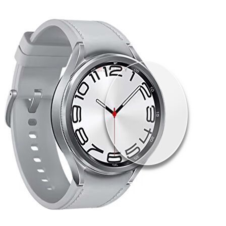 Samsung Watch 6 47mm Uyumlu Kolay Takılabilir Takma Aparatlı Temperli Cam Ekran Koruyucu 