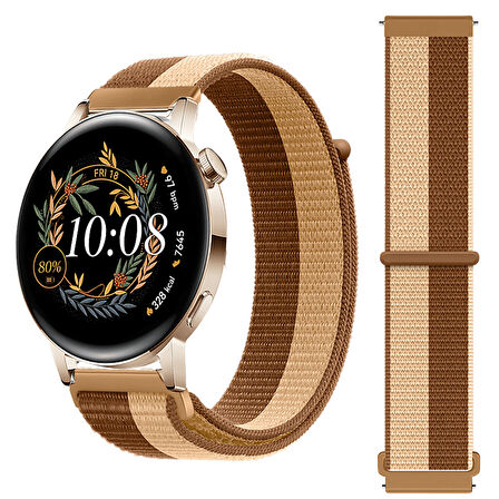 Huawei Watch GT3 42mm GT2 42mm İle Uyumlu Ayarlanabilir Cırt Cırtlı Yumuşak Spor Kumaş Örgü Kordon