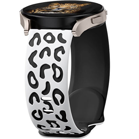 Samsung Galaxy Watch 4 5 Serisi ile Uyumlu Leopar Desenli Silikon Kordon Kayış