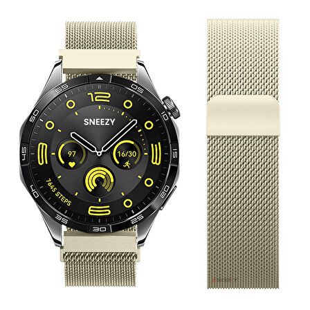 Huawei Watch GT4 46mm Uyumlu Manyetik Milanese Loop Metal Kordon 