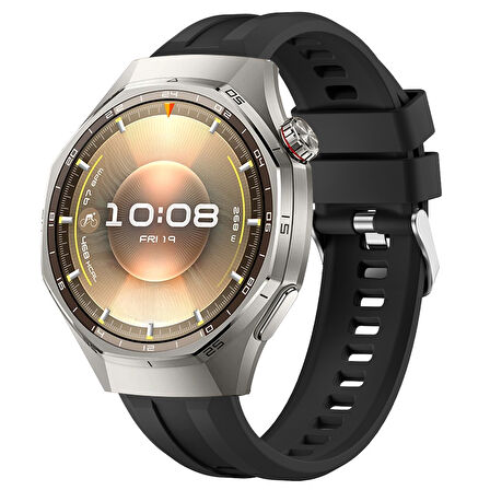 Sneezy Huawei Watch GT6 Pro 46mm İle Uyumlu Spor Silikon Metal Tokalı Soft Saat Kordonu