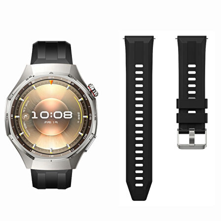 Sneezy Huawei Watch GT6 Pro 46mm İle Uyumlu Spor Silikon Metal Tokalı Soft Saat Kordonu