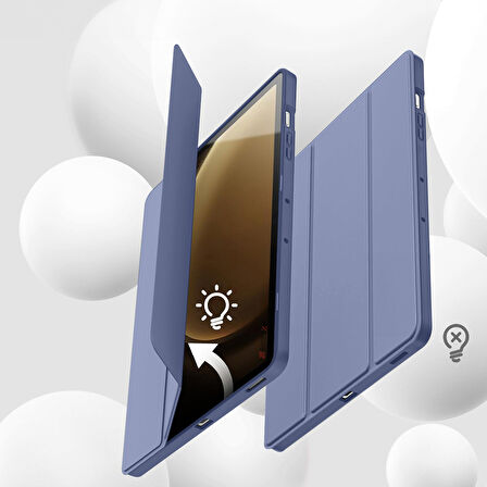 Samsung Galaxy Tab S9 Fe Plus X610 12.4 İnç Kılıf Premium Silikon Kalem Bölmeli Smart Case