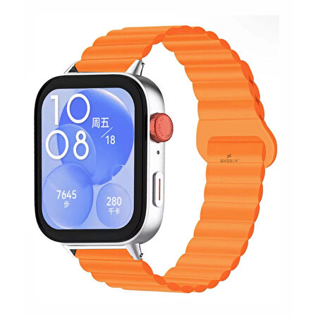 Huawei Watch Fit 3 İle Uyumlu Duo Baklalı Magnetik Silikon Kordon
