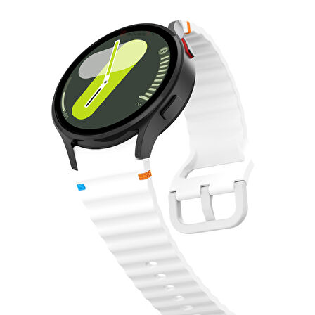 Samsung Galaxy Watch 5 40mm-44mm İle Uyumlu Metal Tokalı Dalgalı Spor Silikon Kordon