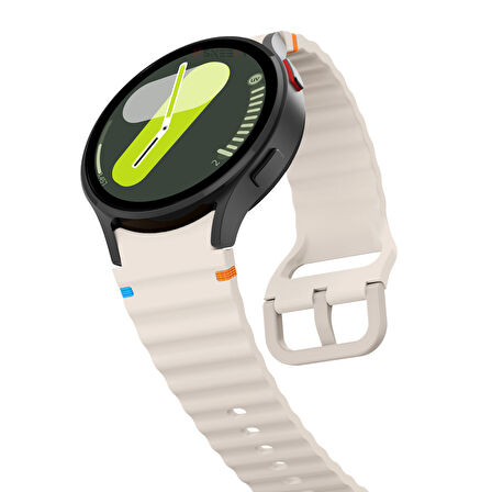 Samsung Galaxy Watch 5 40mm-44mm İle Uyumlu Metal Tokalı Dalgalı Spor Silikon Kordon