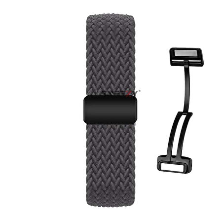 Sneezy Huawei Watch GT6 41mm İle Uyumlu FiberLink Manyetik Tokalı Kumaş Örgü Kordon