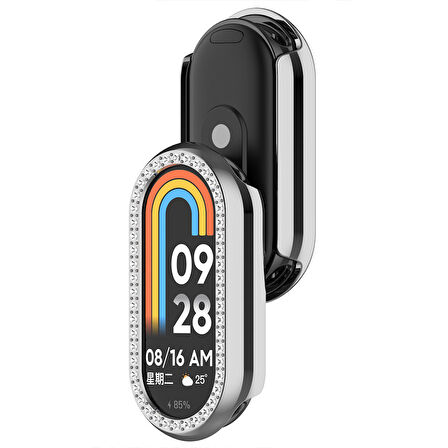 Xiaomi Smart Band 8 İle Uyumlu Zarif Kristal Taşlı Kasa Koruyucu Kılıf