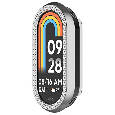 Xiaomi Smart Band 8 İle Uyumlu Zarif Kristal Taşlı Kasa Koruyucu Kılıf
