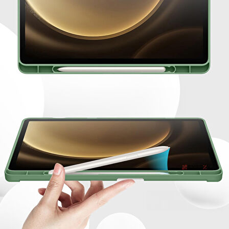 Samsung Galaxy Tab S9 Fe Plus X610 12.4 İnç Kılıf Premium Silikon Kalem Bölmeli Smart Case