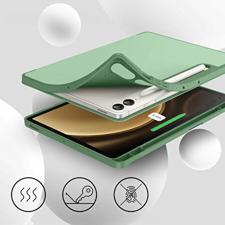 Samsung Galaxy Tab S9 Fe Plus X610 12.4 İnç Kılıf Premium Silikon Kalem Bölmeli Smart Case