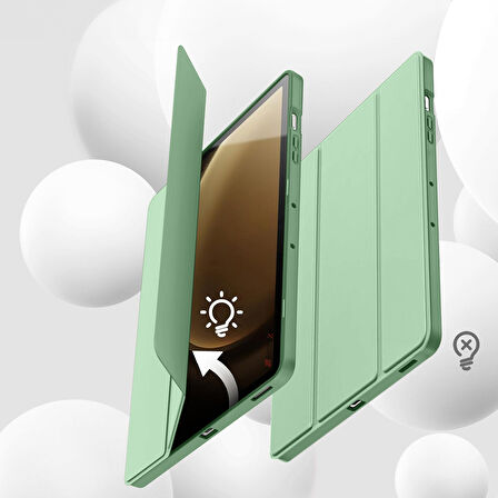 Samsung Galaxy Tab S9 Fe Plus X610 12.4 İnç Kılıf Premium Silikon Kalem Bölmeli Smart Case