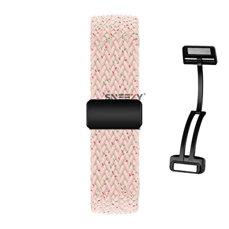 Sneezy Huawei Watch GT5 41mm İle Uyumlu FiberLink Manyetik Tokalı Kumaş Örgü Kordon
