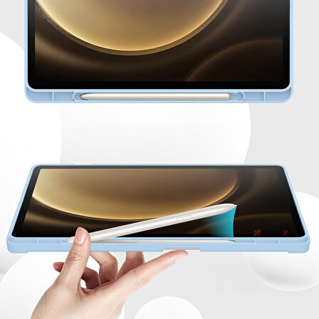 Samsung Galaxy Tab S9 Plus X810 12.4 İnç Kılıf Premium Silikon Kalem Bölmeli Smart Case