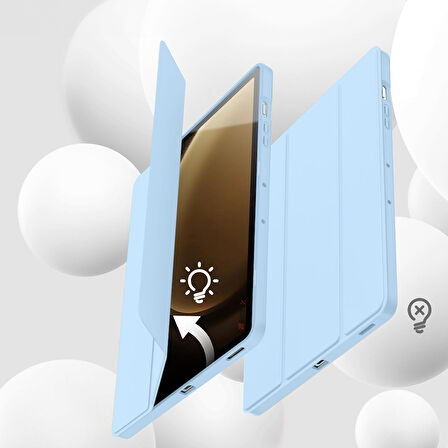 Samsung Galaxy Tab S9 Plus X810 12.4 İnç Kılıf Premium Silikon Kalem Bölmeli Smart Case