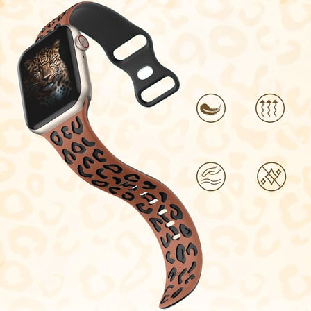 Apple Watch Uyumlu 38 40 41mm Leopar Desenli Yumuşak Silikon Kordon Seri 2 3 4 5 6 Se 7 8 9 10 42mm