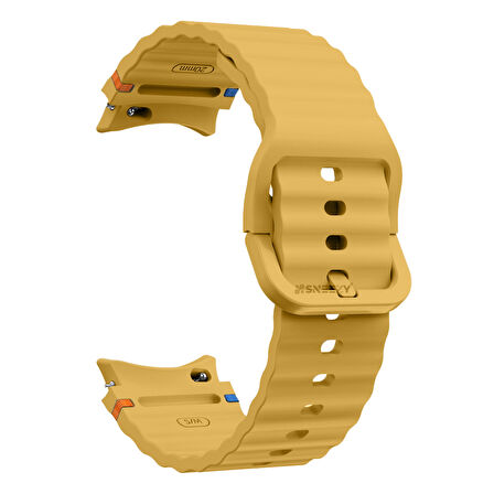 Samsung Galaxy Watch 4 40-42-44-46mm İle Uyumlu Metal Tokalı Dalgalı Spor Silikon Kordon