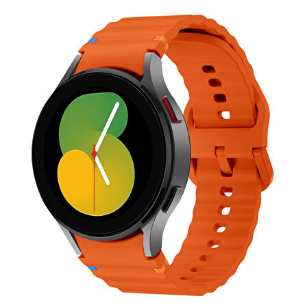 Samsung Galaxy Watch 5 40mm-44mm İle Uyumlu Metal Tokalı Dalgalı Spor Silikon Kordon