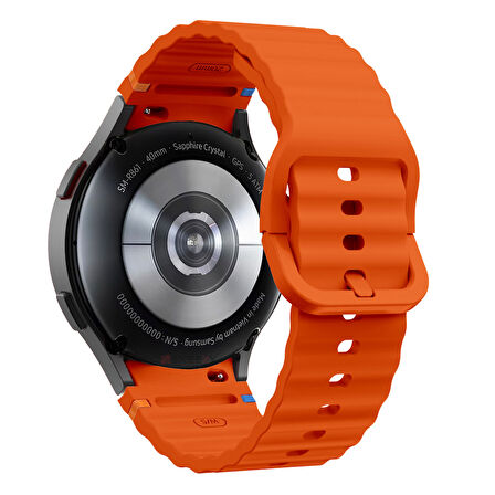 Samsung Galaxy Watch 5 40mm-44mm İle Uyumlu Metal Tokalı Dalgalı Spor Silikon Kordon