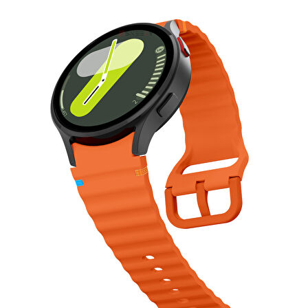 Samsung Galaxy Watch 5 40mm-44mm İle Uyumlu Metal Tokalı Dalgalı Spor Silikon Kordon