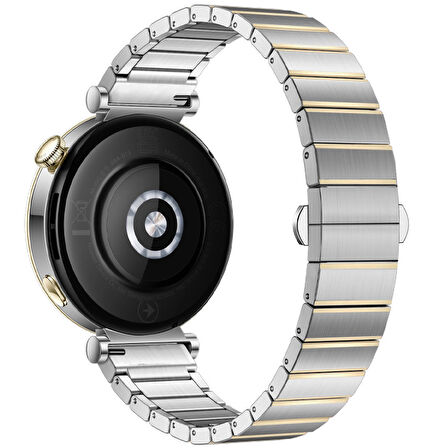 Huawei Watch GT5 Pro 42mm İle Uyumlu Renk Detaylı 18mm Paslanmaz Çelik Metal Kordon Kayış