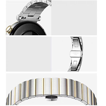 Huawei Watch GT5 Pro 42mm İle Uyumlu Renk Detaylı 18mm Paslanmaz Çelik Metal Kordon Kayış