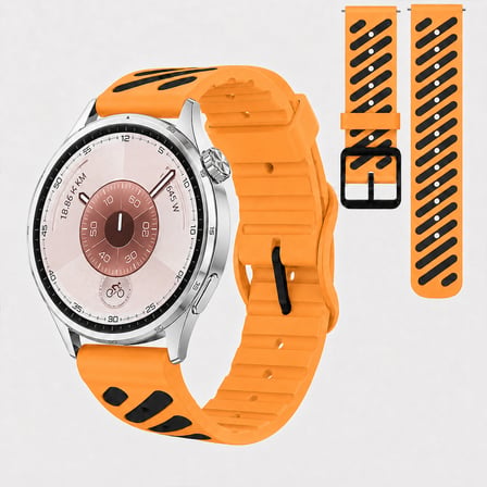 Huawei Watch GT 6 46 mm Uyumlu Çift Renkli Delikli Silikon Spor Kordon
