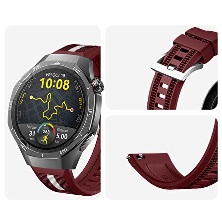 Huawei Watch GT5 Pro 46mm İle Uyumlu SportStripe Örgü Desen Metal Tokalı Silikon Akıllı Saat Kordonu