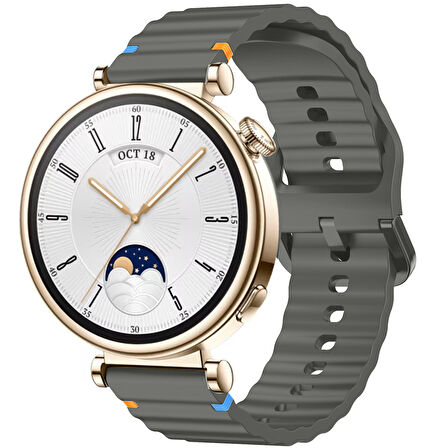 Huawei Watch GT4 41mm İle Uyumlu Dalga Desenli Tokalı Yumusaş Soft Silikon Kordon