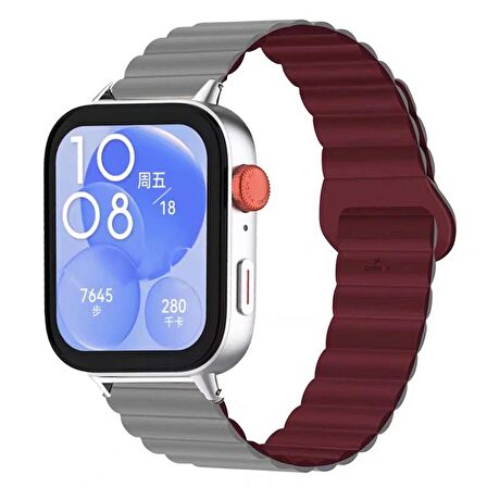 Huawei Watch Fit 3 İle Uyumlu Duo Baklalı Magnetik Silikon Kordon