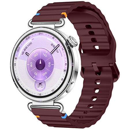 Huawei Watch GT6 41mm İle Uyumlu Dalga Desenli Tokalı Yumusaş Soft Silikon Kordon