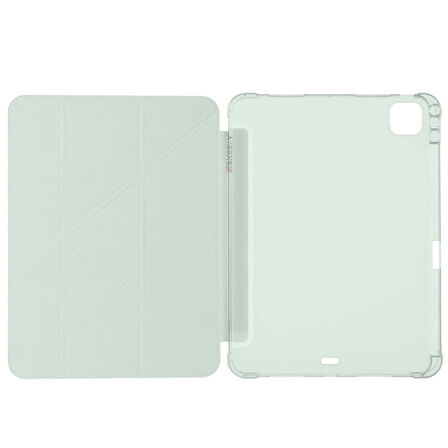 iPad Pro 11 inç M5 2025 Uyumlu Kılıf Üçgen Katlanabilir Kalem Şarj Bölmeli Kılıf A2836 A2837 A3006