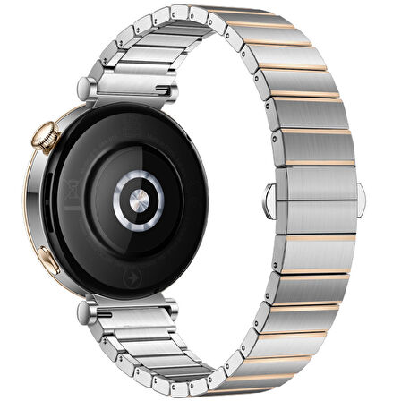Huawei Watch GT6 41mm İle Uyumlu Renk Detaylı 18mm Paslanmaz Çelik Metal Kordon Kayış