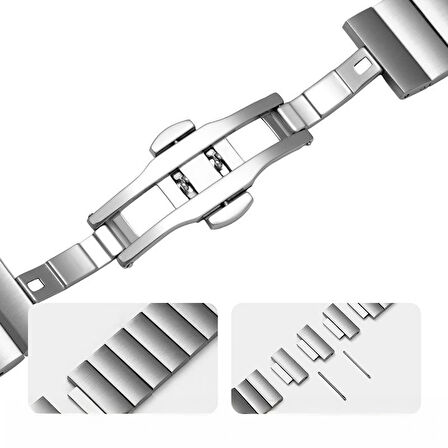 Huawei Watch GT6 41mm İle Uyumlu Renk Detaylı 18mm Paslanmaz Çelik Metal Kordon Kayış