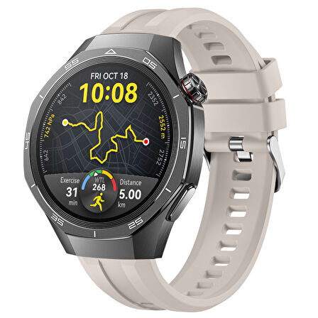 Sneezy Huawei Watch GT5 Pro 46mm İle Uyumlu Spor Silikon Metal Tokalı Soft Saat Kordonu