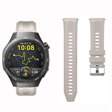 Sneezy Huawei Watch GT5 Pro 46mm İle Uyumlu Spor Silikon Metal Tokalı Soft Saat Kordonu