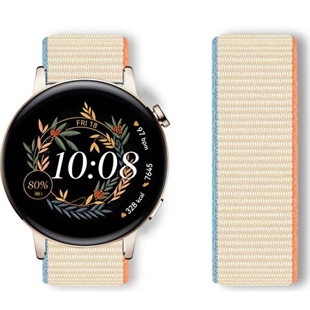 Huawei Watch GT3 42mm GT2 42mm İle Uyumlu Ayarlanabilir Cırt Cırtlı Yumuşak Spor Kumaş Örgü Kordon