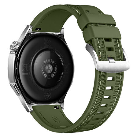 Sneezy Huawei Watch GT4 46mm ile Uyumlu Metal Tokalı Dikiş Detaylı Şık Dokuma Silikon Kordon