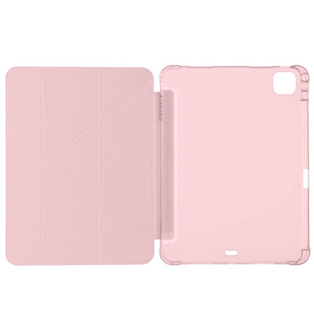iPad Pro 11 inç M5 2025 Uyumlu Kılıf Üçgen Katlanabilir Kalem Şarj Bölmeli Kılıf A2836 A2837 A3006