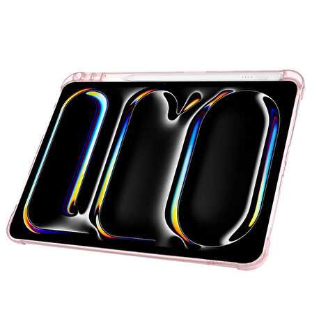 iPad Pro 11 inç M5 2025 Uyumlu Kılıf Üçgen Katlanabilir Kalem Şarj Bölmeli Kılıf A2836 A2837 A3006