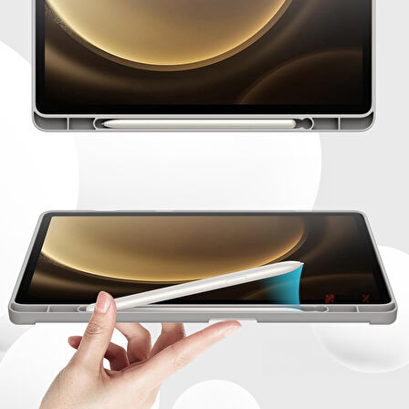 Samsung Galaxy Tab S9 Fe Plus X610 12.4 İnç Kılıf Premium Silikon Kalem Bölmeli Smart Case