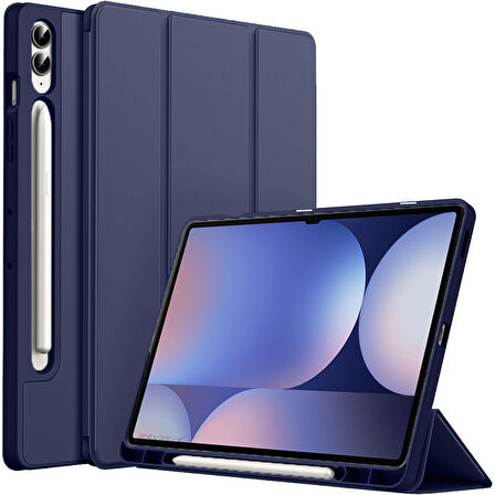 Samsung Galaxy Tab S10 Plus X820 12.4 İnç Kılıf Premium Silikon Kalem Bölmeli Smart Case