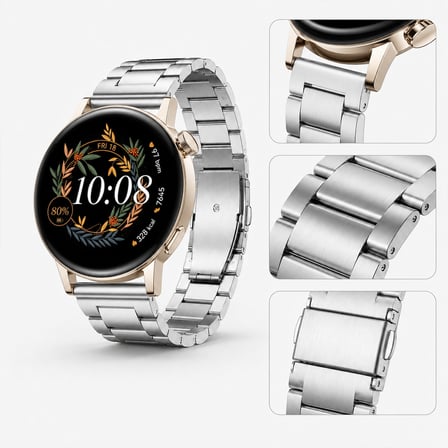 Huawei Watch GT3 42mm Ve GT2 42mm İle Uyumlu Katlanır Klipsli Paslanmaz Çelik Saat Kordonu