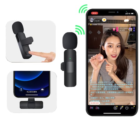 iPhone Uyumlu Lightning Girişli Kablosuz Yaka Mikrofonu Çift Mikrofonlu Wireless Mikrofon Seti