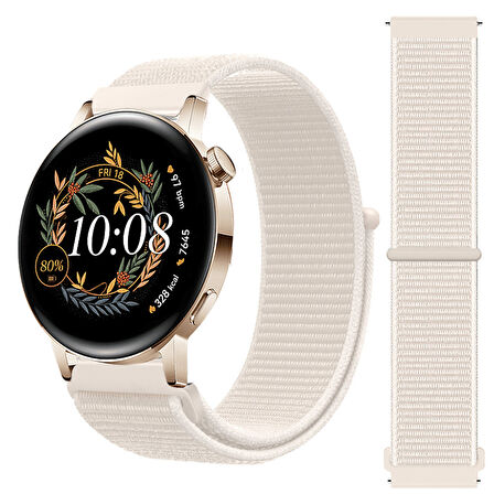 Huawei Watch GT3 42mm GT2 42mm İle Uyumlu Ayarlanabilir Cırt Cırtlı Yumuşak Spor Kumaş Örgü Kordon